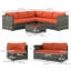 Outsunny 4 Pieces Rattan Garden Furniture Set, Outdoor Corner Sofa, Orange