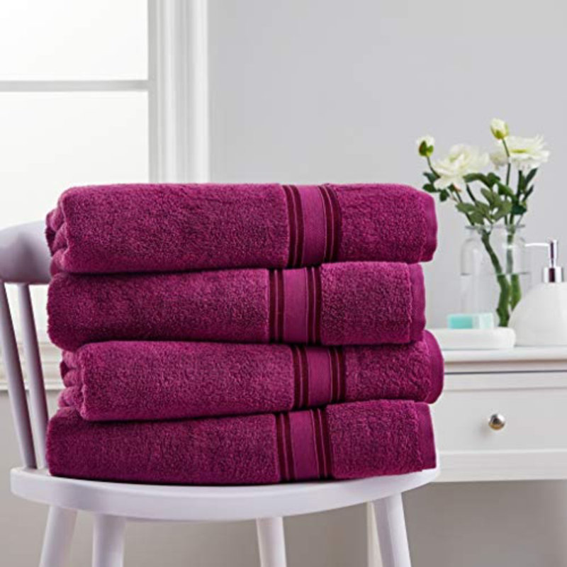 Serviette de bain 100% coton (ensemble de 4), Éclat de framboise