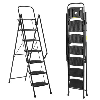 6 Steps Folding Ladder with Top Tool Tray