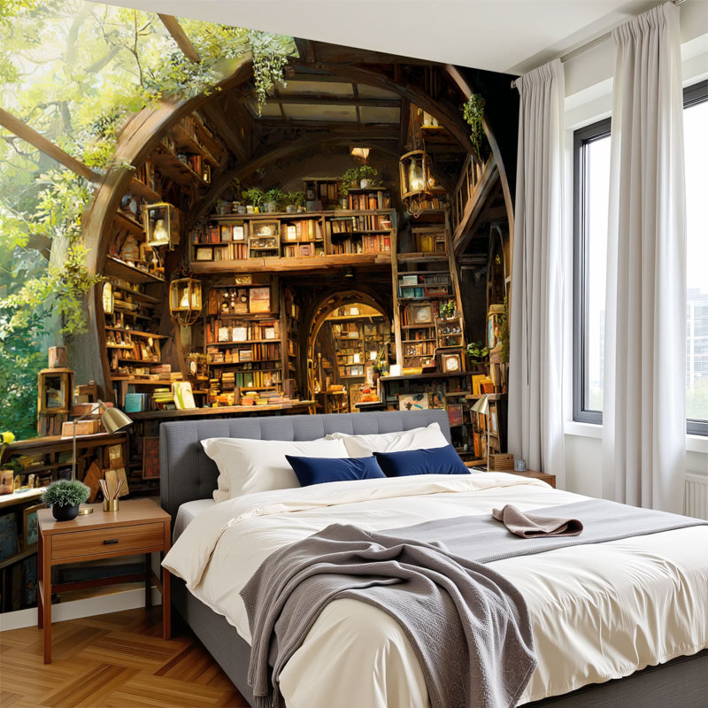 Bibliothèque de papier peint auto-adhésif Boutique de bibelots Librarian Reader Bookworm cadeaux murales murales H 100 po x l 144 po amovible papier mural en PVC auto-adhésif pour chambre à coucher salon bureau à domicile