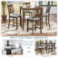 Ensemble de table de salle à manger 5 pièces, ensemble de table de salle à manger carrée en bois pour 4 personnes, ensemble de table de cuisine à hauteur de comptoir avec table carrée et 4 chaises rembourrées pour petit espace, noyer