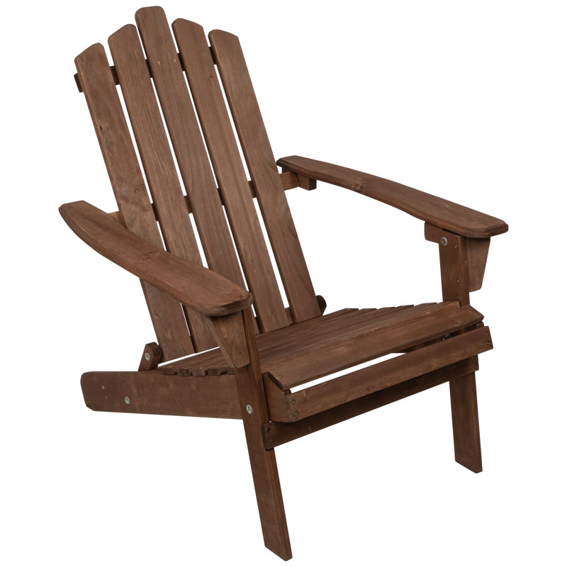 36" Classic Folding Wood Adirondack Chair, Rustic Brown