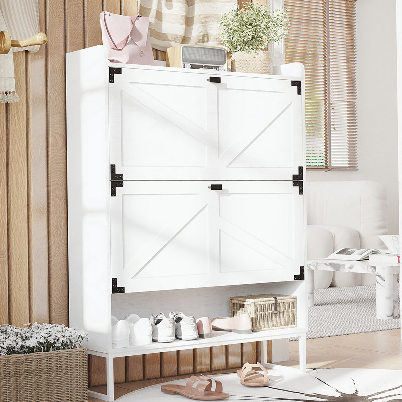 Shoe Cabinet With 2 Flip Drawers,Shoe Storage Cabinet For Entryway