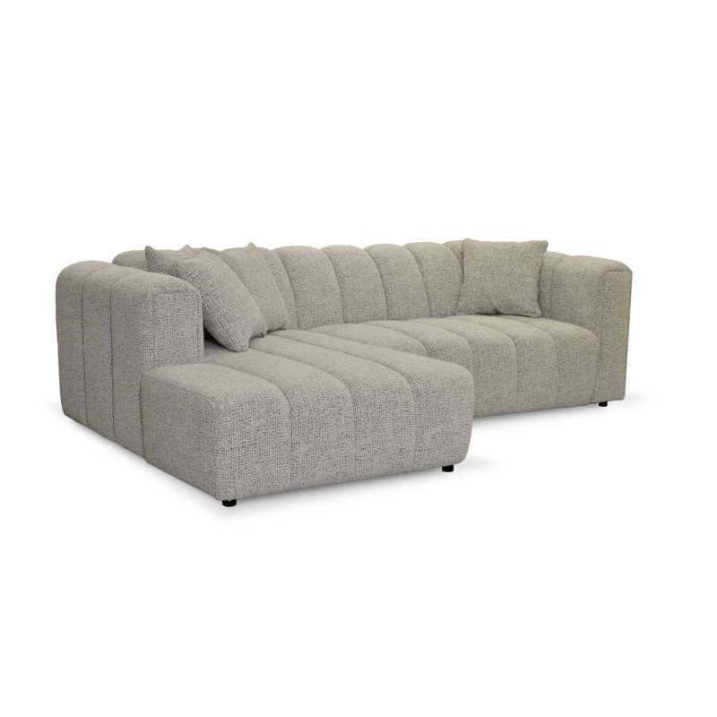3 Seater Corner Sofa, Polyester - Beige, Left Hand Facing