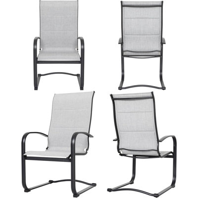 Ensemble de 4 chaises de patio pour l'extérieur, rembourrées toutes saisons, en PVC-coated polyester, avec chaises à ressorts respirants