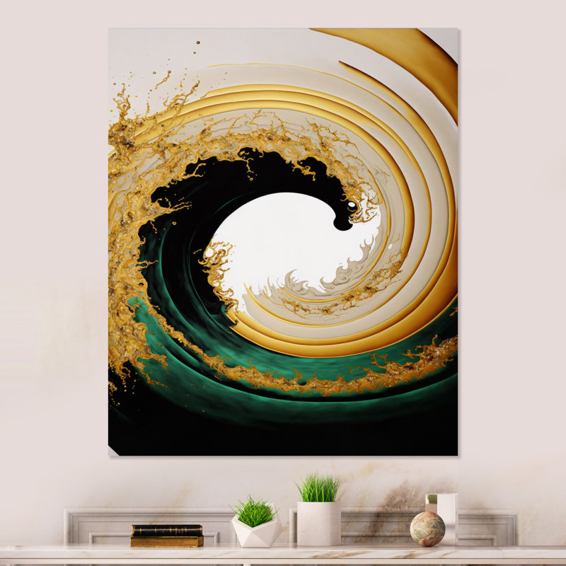 Aquarelle dorée, art liquide - décoration murale moderne en métal, H 20 po x l 12 po x P 1 po