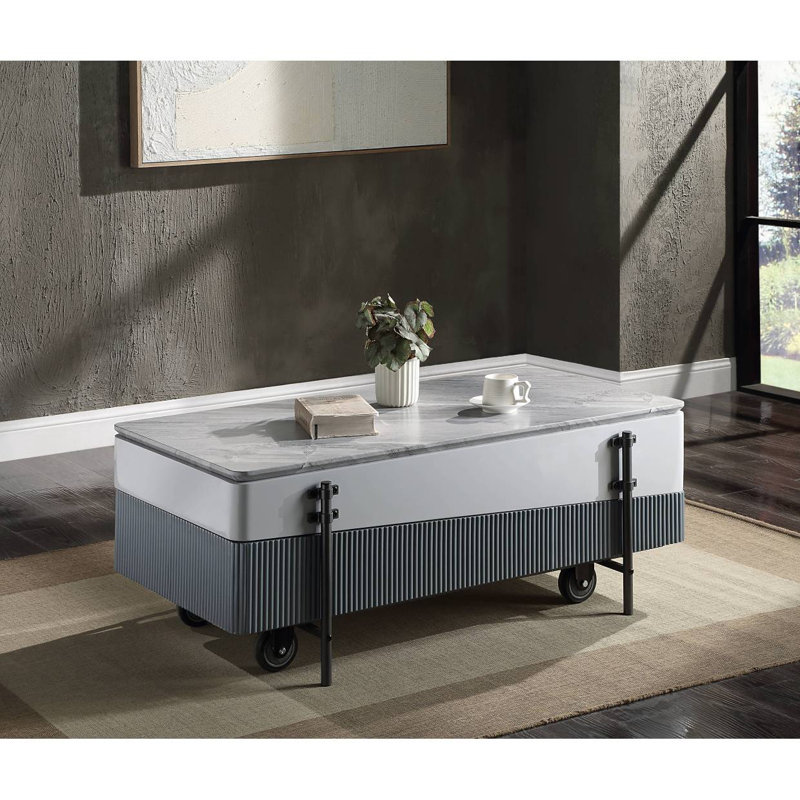 Table basse avec plateau relevable Wilkins, H 24 po x l 47 po x P 26 po, Duplicata gris 3