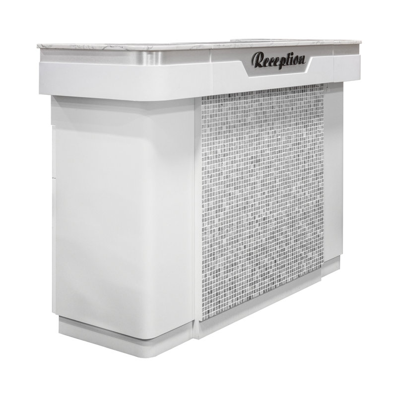 Nariah 2 Person Rectangle Marble Reception Desk with Filing Cabinet