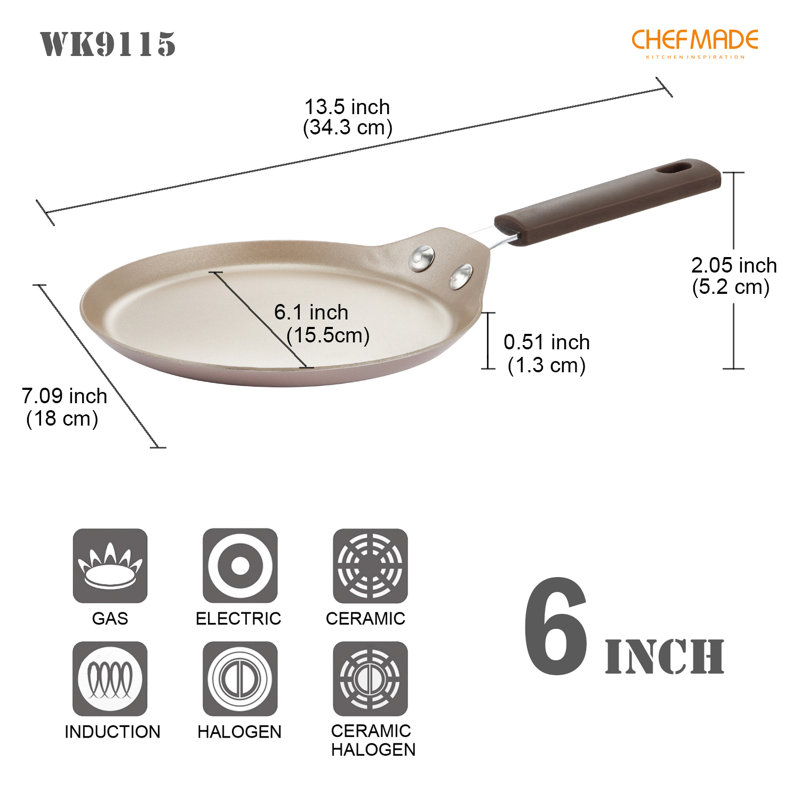Poêle à crêpe antiadhésive 6 po CHEFMADE, L 7,1 po