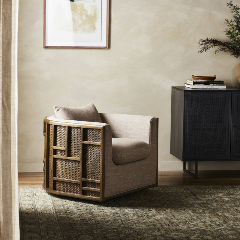 June Swivel Armchair, Thames Cream Polyester Blend