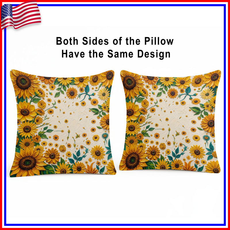 Sunflower Floral Arrangement Double Sided Throw Pillows, 16 x 16 inches