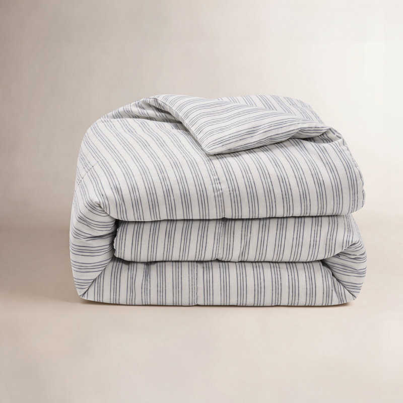 Lush Linen Stripe Duvet Cover, Twin/Twin XL Duvet Cover, Slate Blue