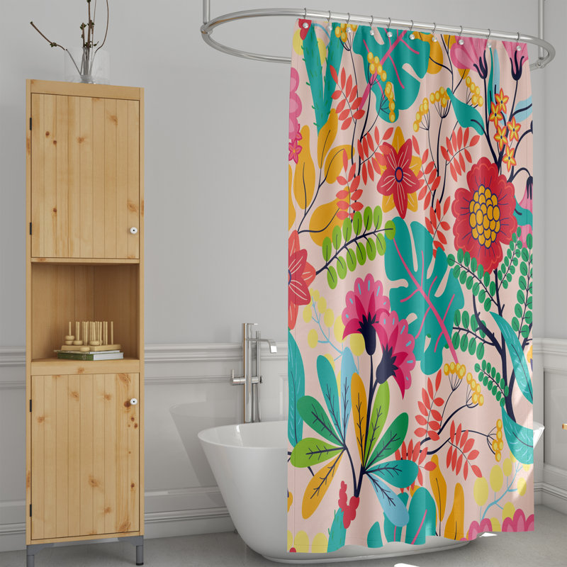 Floral Shower Curtain, 72" H x 70" W