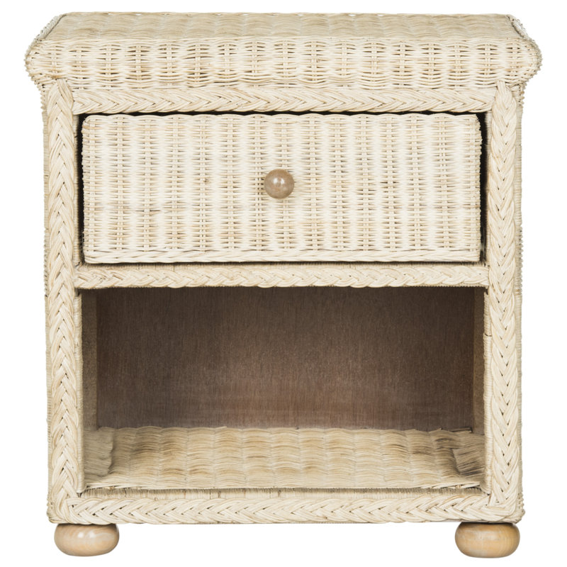 Table de chevet élégante en rotin de l 22,1 po Elegant Willow pour rangement et décoration de chambre à coucher