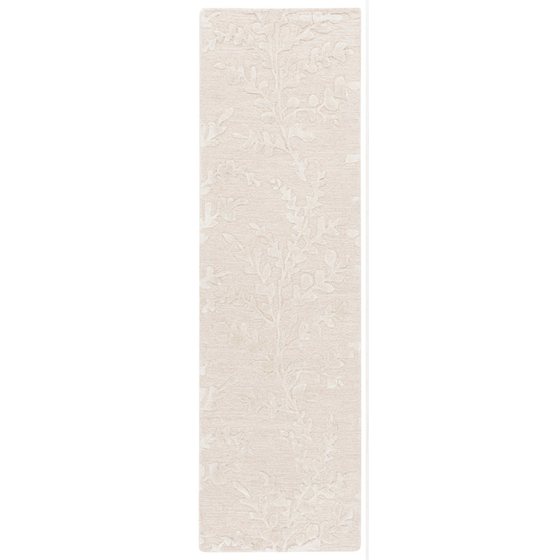 Helan Hand Tufted Wool/Viscose/Cotton Floral Rug in Beige, Runner 2'3" x 8'