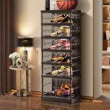 Alexxis 6-Tier 6-12 Pairs Stackable Shoe Storage Box Shoe Cabinet Easy Assembly