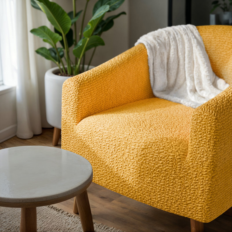 Housse extensible pour fauteuil demi-tonneau - Facile à nettoyer et durable - Collection Comfort, Bois de mangue
