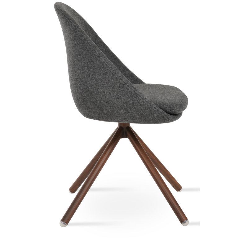 Chaise d'appoint Avanos, Gris foncé, Noyer