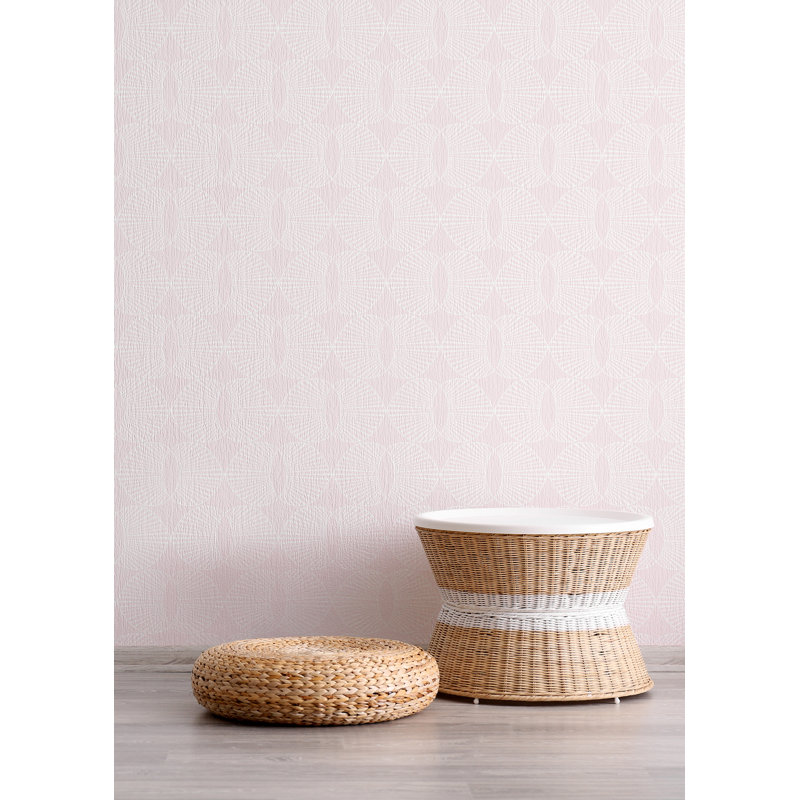 Lomé Paume 10' L x 24" W Wallpaper Roll, Blush, Faux Grasscloth, Non-pasted