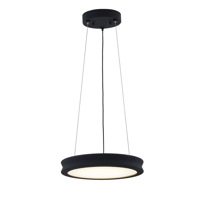 Luminaire suspendu géométrique unique à 1 lumière Brimstone, H 3 po x l 12,5 po x P 12,5 po, Noir mat