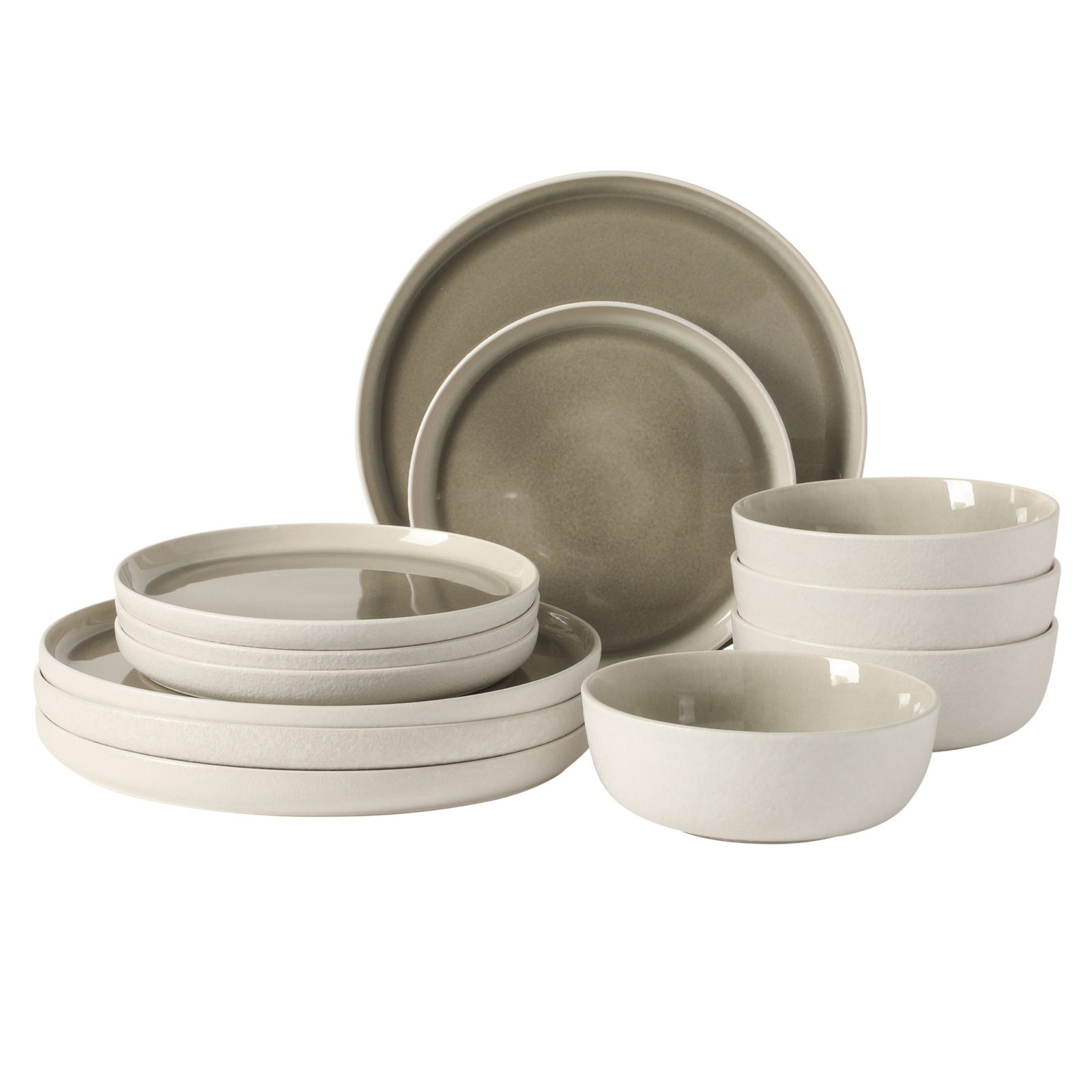 Tahoe Sunset Stoneware Dinnerware Set - Service for 4, Gray