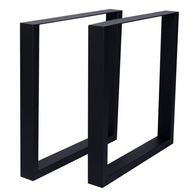 28"x24" Heavy Duty Steel Table Legs - Black Wide Metal Desk Legs for Dining Table & Coffee Table, Sturdy Square Table Leg Set of 2
