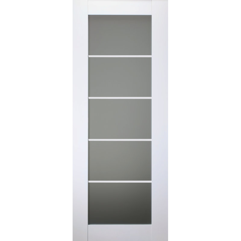 Polar White Solid Pine and Frosted Glass Modern Door Slab