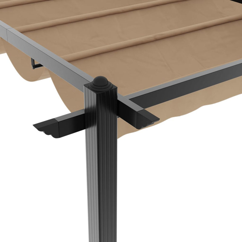 Garden Gazebo With Retractable Roof Aluminium, Taupe, 220cm H x 600cm W x 300cm D