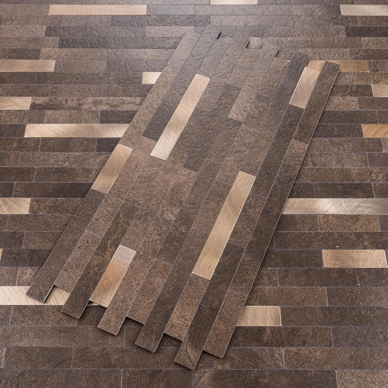 20 Sheets  Dark Brown with Metal Gold Look Stick Tile