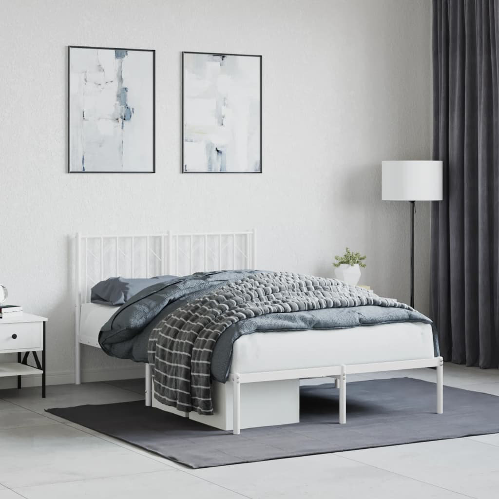 VIDAXL Metal Bed Frame - White - 125x200cm - Image 3