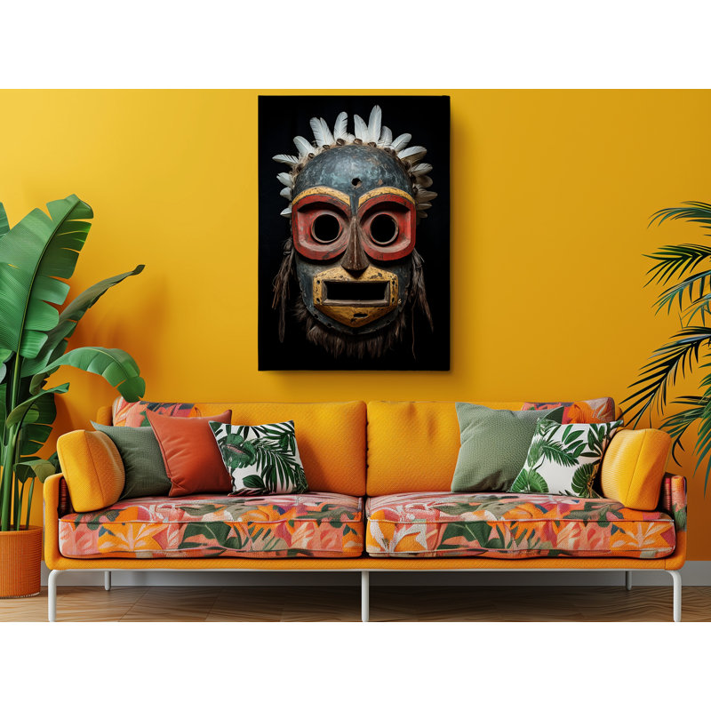 Gardien de la sagesse, masque africain, édition sur toile, décoration murale, 30" H x 20" W