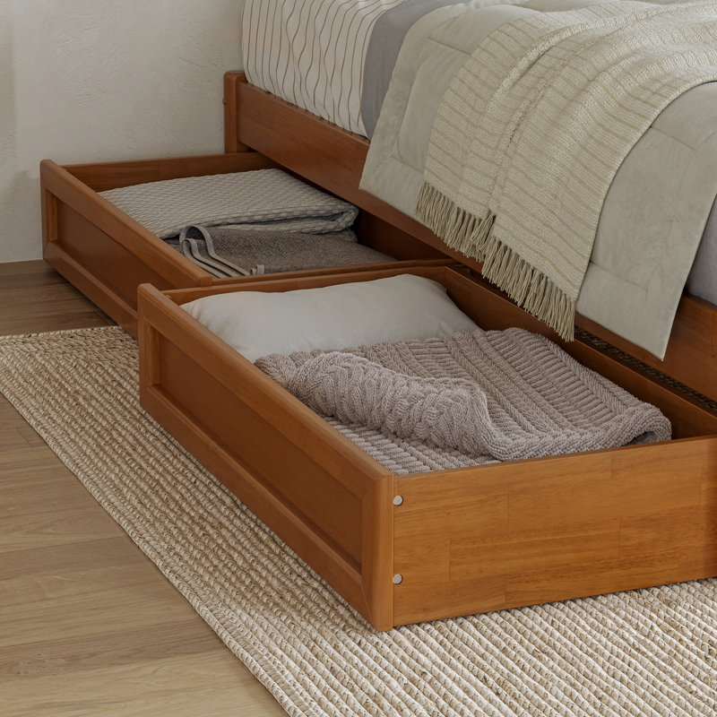 Lamariah Solid Wood Platform Storage Bed, Twin XL, Light Toffee