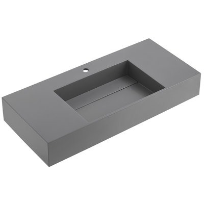 32 in. Wall-Mount or Countertop Bathroom with Classic Square Bowl Solid Surface