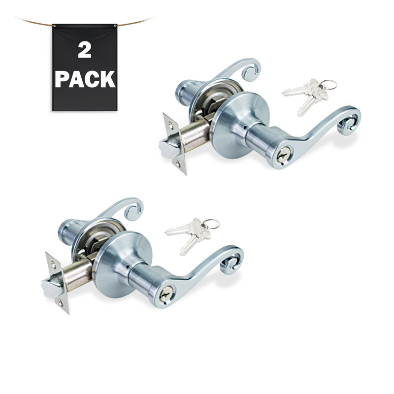 Keyed (Entry) Door Lever, Satin Nickel