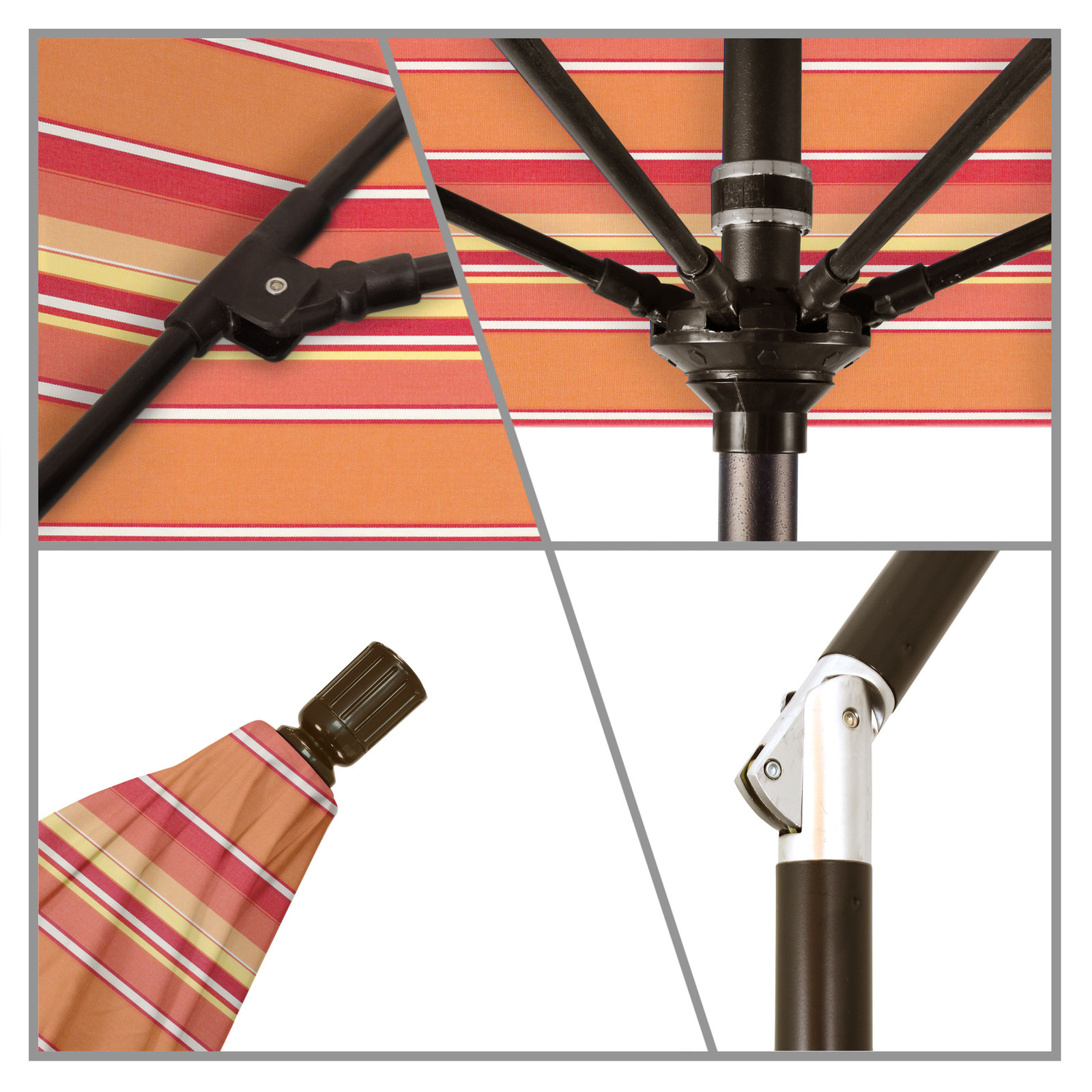 Brent 90'' Sunbrella® Outdoor Umbrella, Dolce Mango Stripe Sunbrella®, Black 