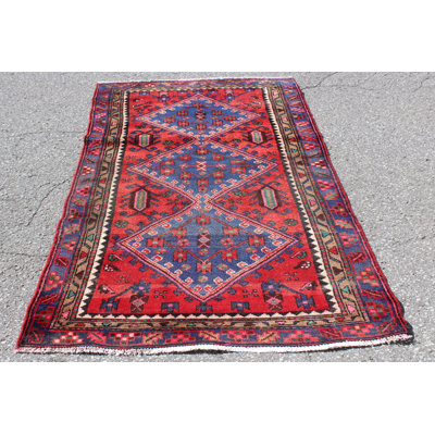 One-of-a-Kind 3'1" X 6'3" 1950s Wool Area Rug in