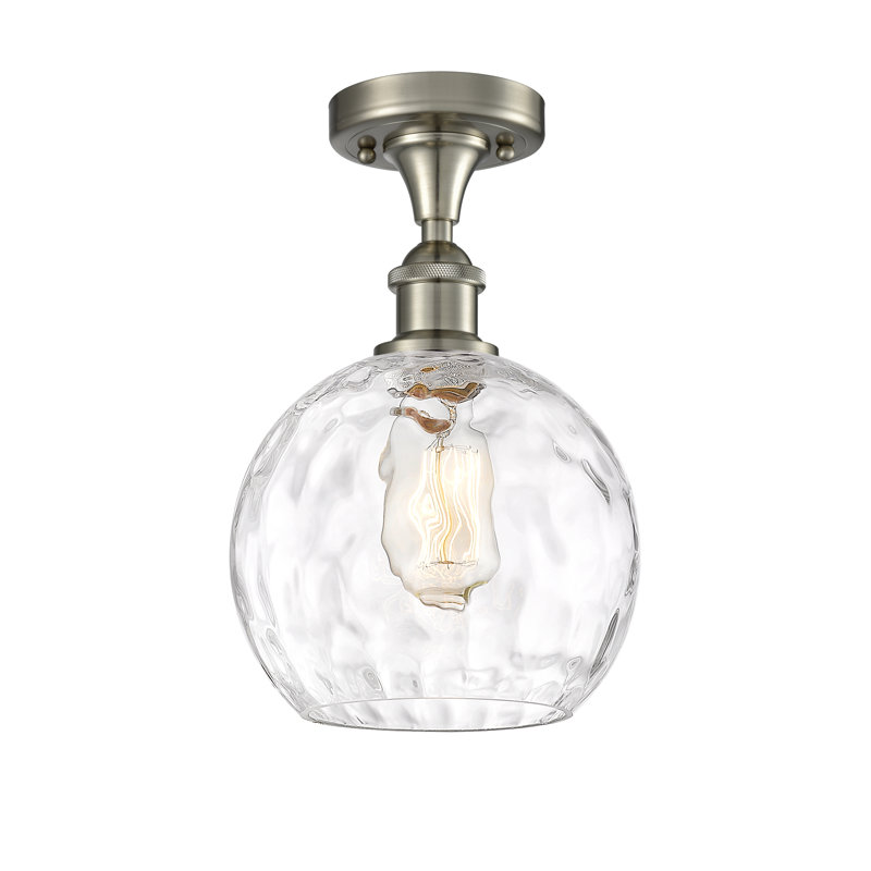 Plafonnier semi-encastré 1 lumière 8 po Cindi, Ampoule non incluse, H 13 po x l 8 po x P 8 po, Nickel satiné brossé