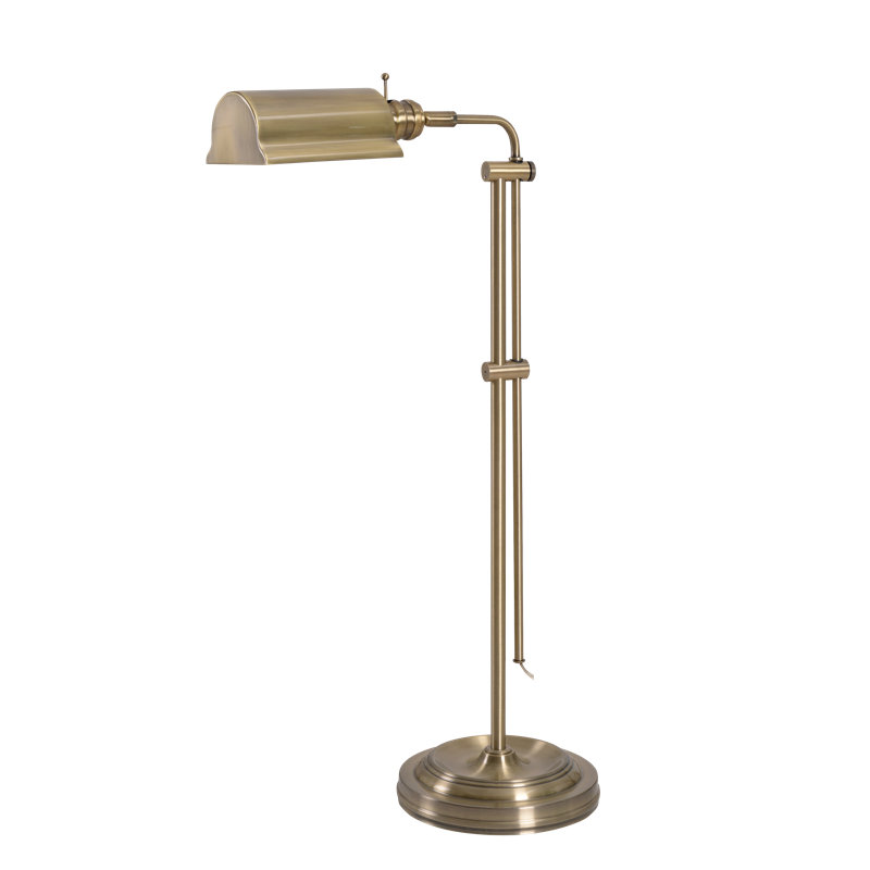 Denton Adjustable Height Floor Lamp - Antique Brass