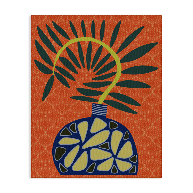  Art mural moderne sur vase orange par Regina Moore, H 20 po x l 16 po