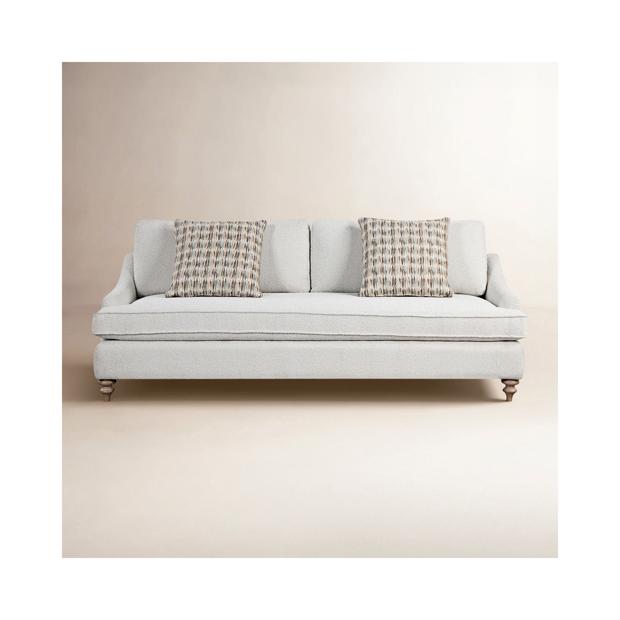 Haley Upholstered Sofa with Pillows, White
