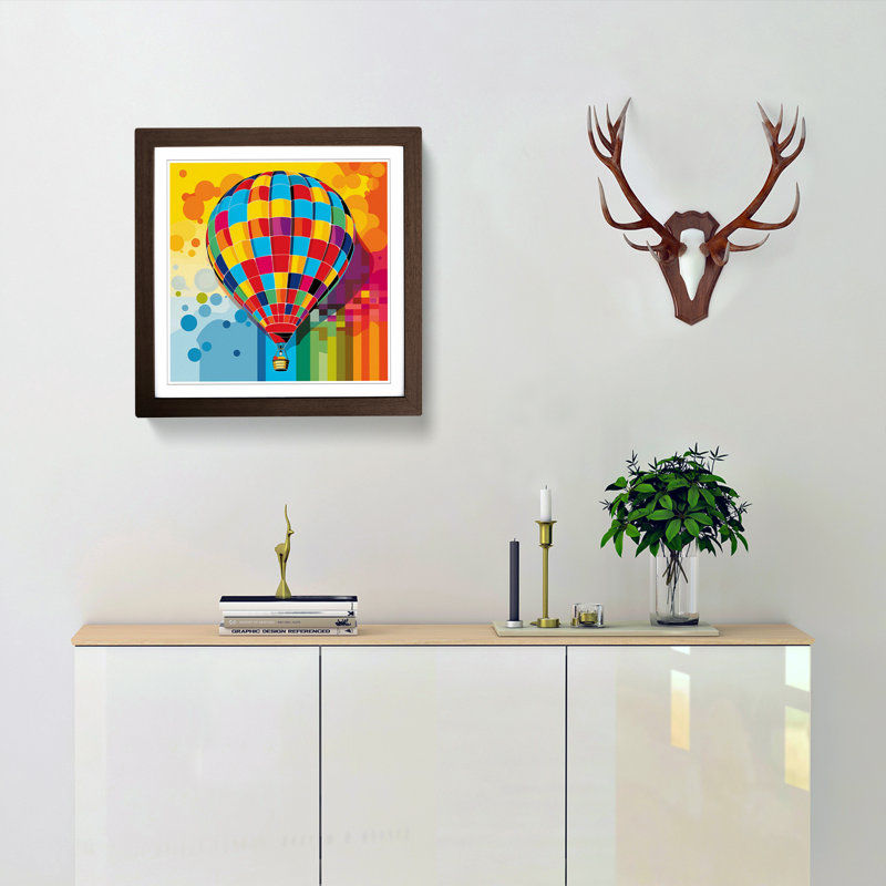 Hot Air Balloon Pop Art - Framed Print, Walnut