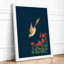 Golden Bird In Descent Botanical - Print-629131034-629131037