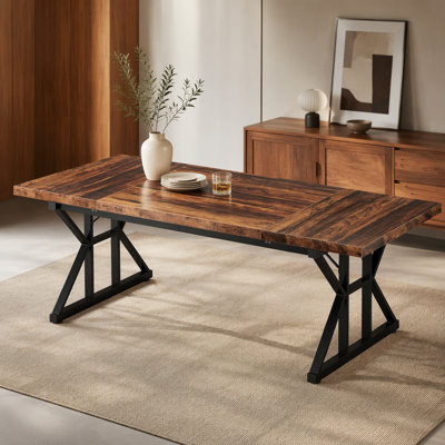 Rectangular Dining Table, Farmhouse 70.8" Kitchen Table for 6 People