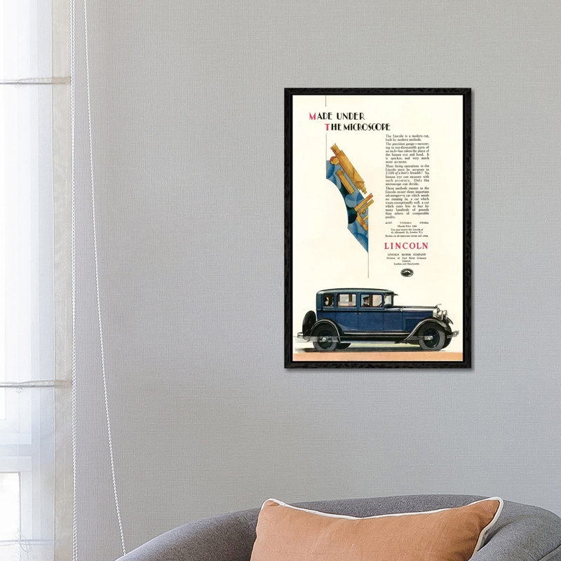 1929 Lincoln Magazine Advert 1 Piece Wall Art on Canvas, 66.04 cm H x 45.72 cm W, Black Floater Framed