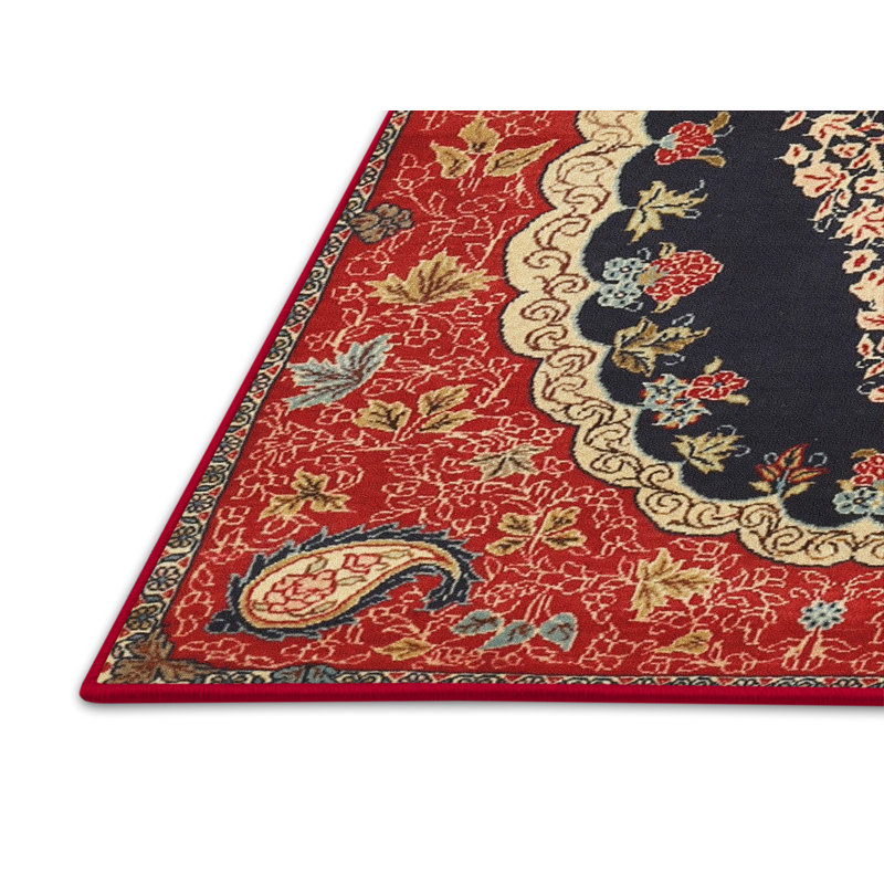 Tapis décoratif rouge à motif oriental Kathy, Rectangle 8 pi x 12 pi