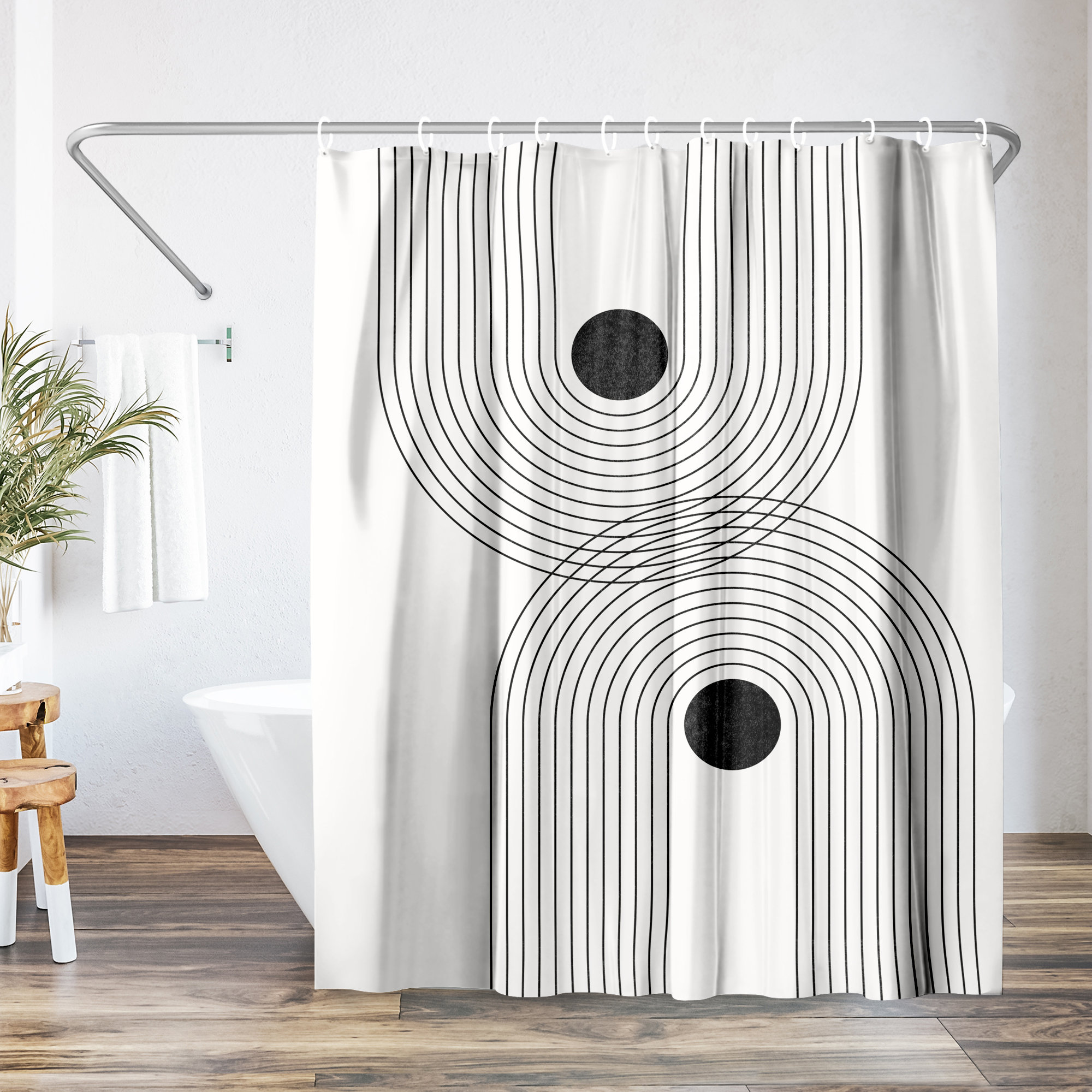 Latitude Run® Harnage Shower Curtain with Hooks Included and with Liner  Included & Reviews