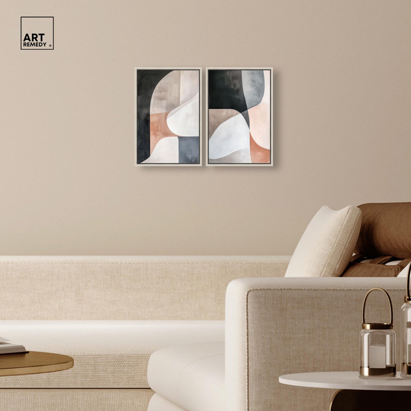 «Curved Contour Duality pair», reproduction d'art sur toile par Art Remedy, cadre argenté, 10 x 15, H 16 po x l 11 po