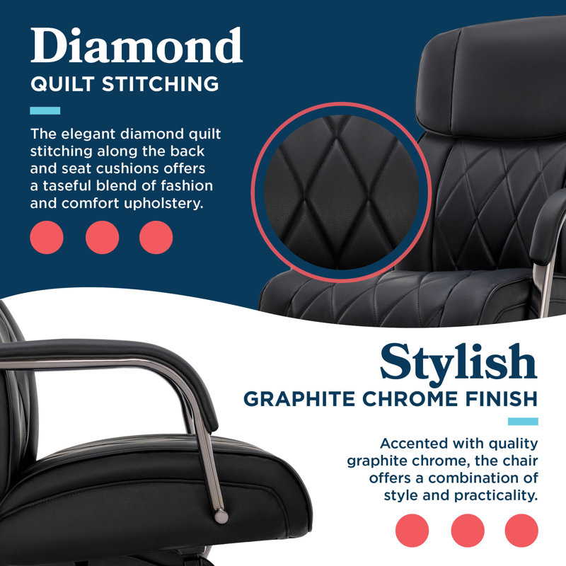 Symphony Swivel Executive Chair, Chrome, Black
