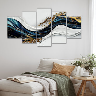 Golden Silence of Minimal arble River II - Silence Art - ensemble de décorations murales modernes en diamant
