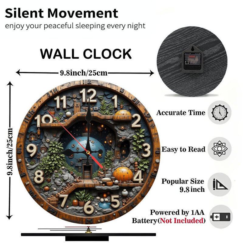 Horloge mondiale en bois miniature fantaisie